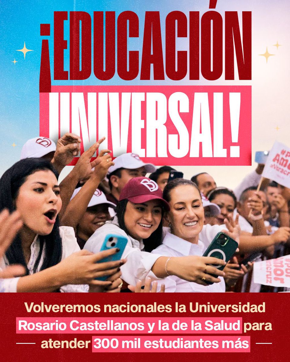 Con la próxima presidenta @Claudiashein se garantizará una educación pública, humanista y científica para toda la juventud mexicana.🫂✨👩🏽‍🏫 #YoConClaudia #ClaudiaPresidenta