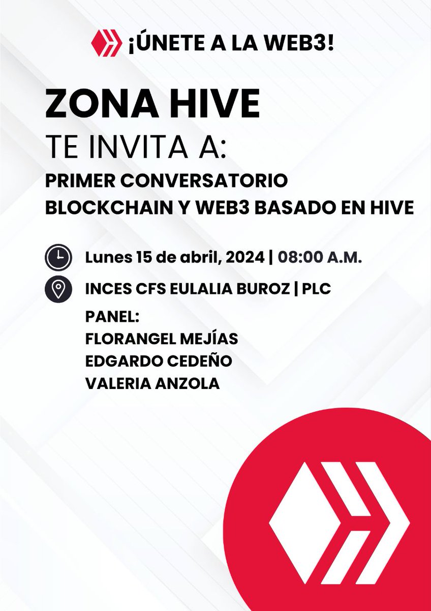 ¡Hoy toca hablar de #Hive en el INCES de PLC junto a <a href="/Florecita1311/">Flor Mejías</a>
y <a href="/TheRealSnowJon/">Jon Snow - I❣♥♡ Hive</a>!

En pocos minutos...👇🏼❤️

#Web3 #Anzoátegui #Blockchain #Educación