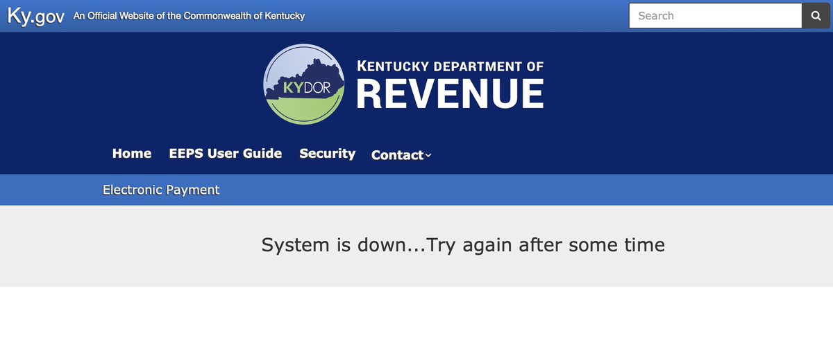 The system the government of Kentucky uses to receive your #incometax payments online is down. In other words, it appears they can't even make it straightforward for you to give them more of your money. #TaxDay #KYGA24 #KYLEG @GovAndyBeshear