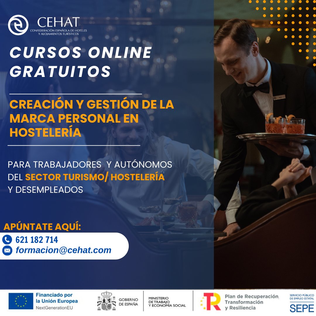 CEHATes's tweet photo. ¡Aquí tienes nuestro #curso Creación Y Gestión De La Marca Personal En Hostelería!
✅ 75 horas
🔥 Gratis
🖥️ 100% Online
🔗 https://t.co/OmwRDjZUj8
Más información en: 📩 formacion@cehat.com ☎️ 621182714
#Cehat #Cursos #SectorTurismo https://t.co/20lGHwMSJd