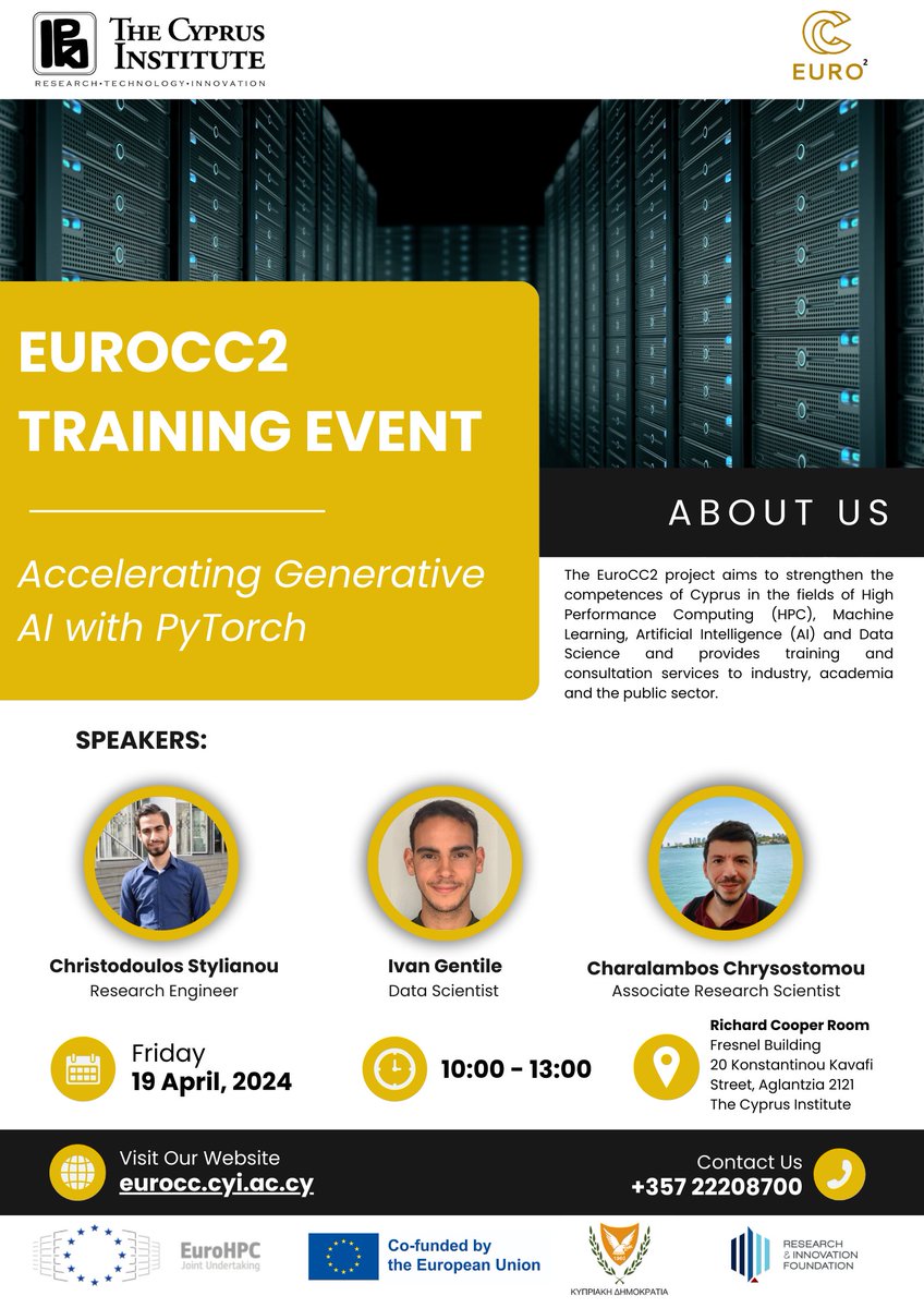 💡 EuroCC2 Training Event: Accelerating Generative AI with PyTorch 💡 Save the Date: Friday, 19 April 2024 | 10:00 - 13:00 More info: lnkd.in/eB_GvyXA