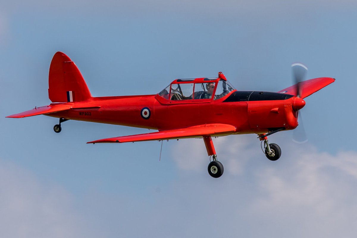 ‘De Havilland Week’ The DHC-1 WP903 T22, better known as ‘The Royal Chipmunk’ seen here appropriately at the Shuttleworth Season Premier: King & Country Airshow on Sunday 7th May 2023…⁦@RedWP903⁩ ⁦@ShuttleworthTru⁩ ⁦@deHavMuseum⁩ ⁦⁦@svas_oldwarden⁩