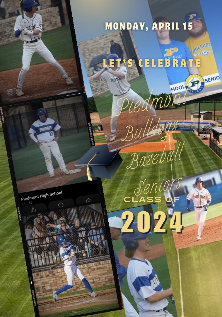 phsbaseball_16's tweet photo. 🚨It’s Game Day! 🚨

Your @PiedmontHS Bulldogs ⚾️ team host Cherokee Co! We will be celebrating the Seniors before the game!

📆Monday, 4-15/24
⏰4:30 pm
🆚 Cherokee Co (V/JV)
📍Home
🎟️ $7

#GoDogs https://t.co/smc5Hi774l