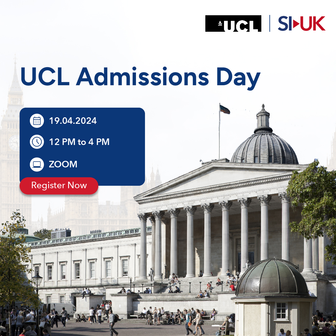 Join us for our upcoming online @ucl Admissions Day on Friday, 19th April, 2024. At the event, students can learn about application requirements, eligibility criteria, and the unique opportunities offered by UCL to international students. Register at tinyurl.com/3tusjdd2