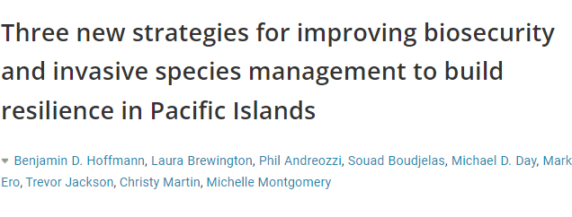 Three new strategies for improving #biosecurity and #invasivespecies management to build resilience in Pacific Islands: outcomes from the inaugural Pacific Ecological Security Conference.

🔗 doi.org/10.3897/neobio…