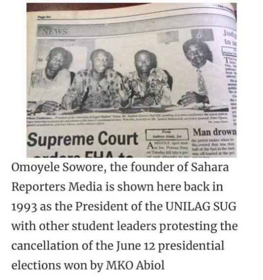 31 years ago, even though Sowore did not vote for or support Abiola during the 1993 election, he defended Abiola's mandate when the majority chose Abiola in a free and fair election. For 31 years, Sowore never stopped fighting for the good of the vast majority