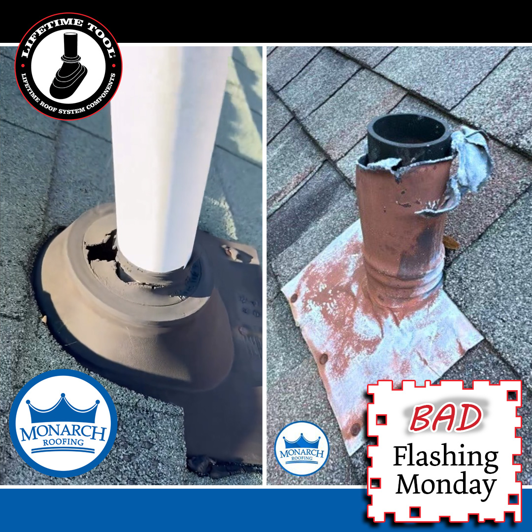 LifetimeTool's tweet photo. Thank you to @monarch_roofing, based in Myrtle Beach, SC for providing these bad flashing images. They always recommend and install The Ultimate Pipe Flashing® from Lifetime Tool® to replace failures like these. Visit their website at https://t.co/rNgUPIQxHV. #BadFlashingMonday https://t.co/qKv2aVzlTm