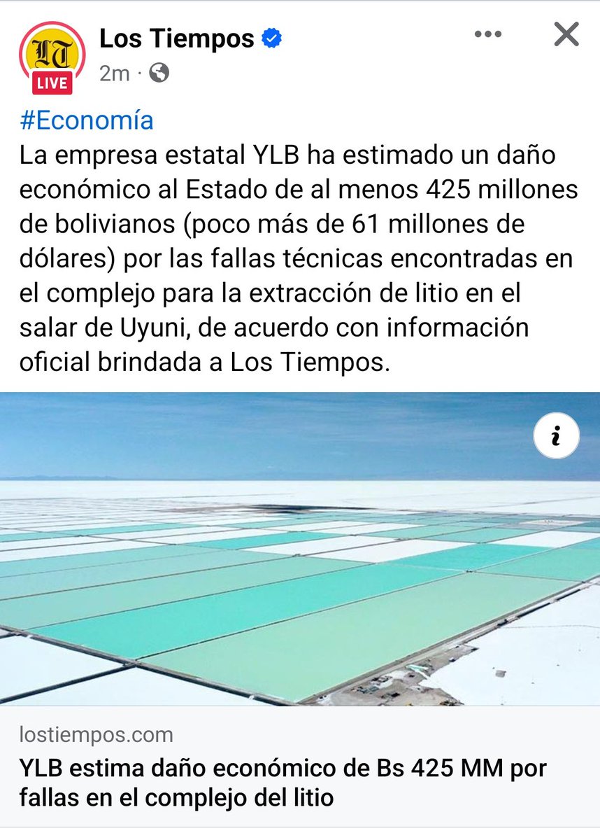 miguelcgangel's tweet photo. Oh sorpresa!  La empresa ESTATAL de litio esta fallando y se descubre que funcionarios públicos se farrearon más de 400 Millones de Bs y que todo esta mal diseñado y mal hecho.

Esta es la razón por la cual no deben existir las empresa Estatales. Ellos pueden cagarla 1000 veces y no pasa nada, ahi esta el dinero de nuestros impuestos para salvarlos.