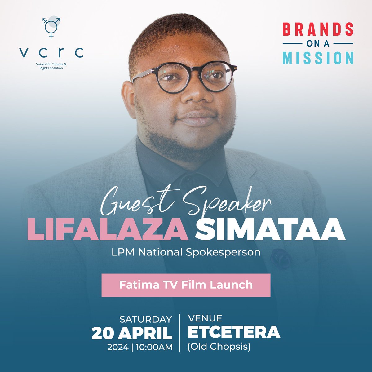 📣FATIMA TV FILM LAUNCH📣 LPM NATIONAL SPOKESPERSON. ETHICIST. COMEDIAN, Lifalaza Simataa, is a GUEST SPEAKER at the launch this Saturday. Have you registered yet? Register to attend via this link: forms.gle/oMDBYZbEByFx5A…. #FatimaTV #FilmLaunch #VCRC #BOAM