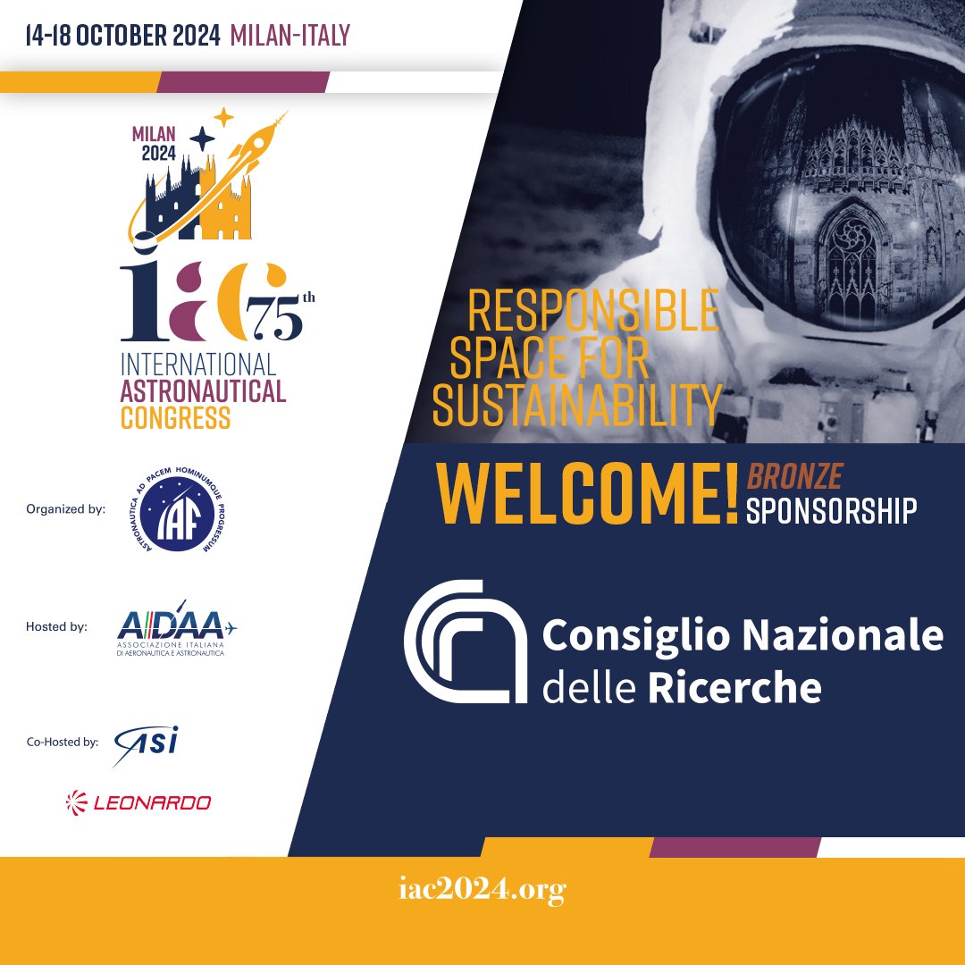 We're thrilled to welcome Consiglio Nazionale delle Ricerche (CNR) on board as a Bronze Sponsor for #IAC2024!

Stay tuned as we unveil more sponsors joining us for this incredible IAC 2024 journey. 

#BronzeSponsor
@CNRsocial_
