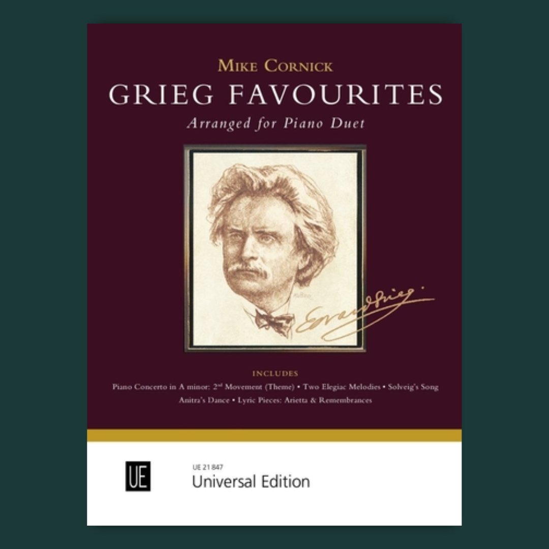 The Grieg favourites, arranged by Mike Cornick, will be very familiar to pianists, but perhaps in a different form. Cornick has arranged them for piano four hands. Find out more about the work: universaledition.com/en/Grieg-Favou…