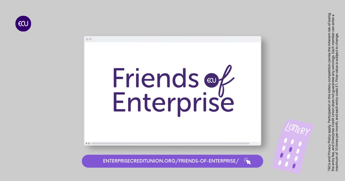 Head over to our new and improved Friends of Enterprise lottery page - it's now easier than ever to get your ticket! 💵 £1 and you could win a cash prize plus you'll be supporting our community - 50% of ticket profits go to local groups 🫶 enterprisecreditunion.org/friends-of-ent…