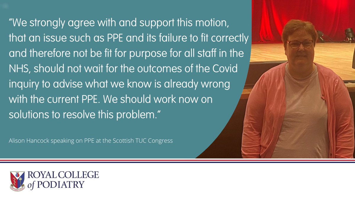 We're at the STUC Congress in Dundee this week. Earlier today RCPod representative Alison Hancock spoke in support of the CSP's  motion on  PPE. #STUC24
<a href="/ScottishTUC/">STUC</a>