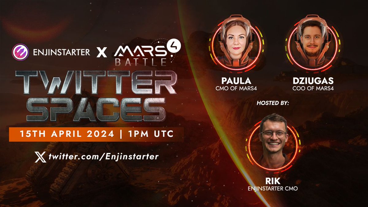 🚀 We're LIVE! 

Join our Spaces right now, where our host @rikventure will dive into the thrilling world of Mars Battle together with CMO @paula_bru1 and COO @dziugas33 of @mars4_me. 🎮

🔗 Tune in here: twitter.com/i/spaces/1gqGv…

Get the inside scoop directly from the leadership…