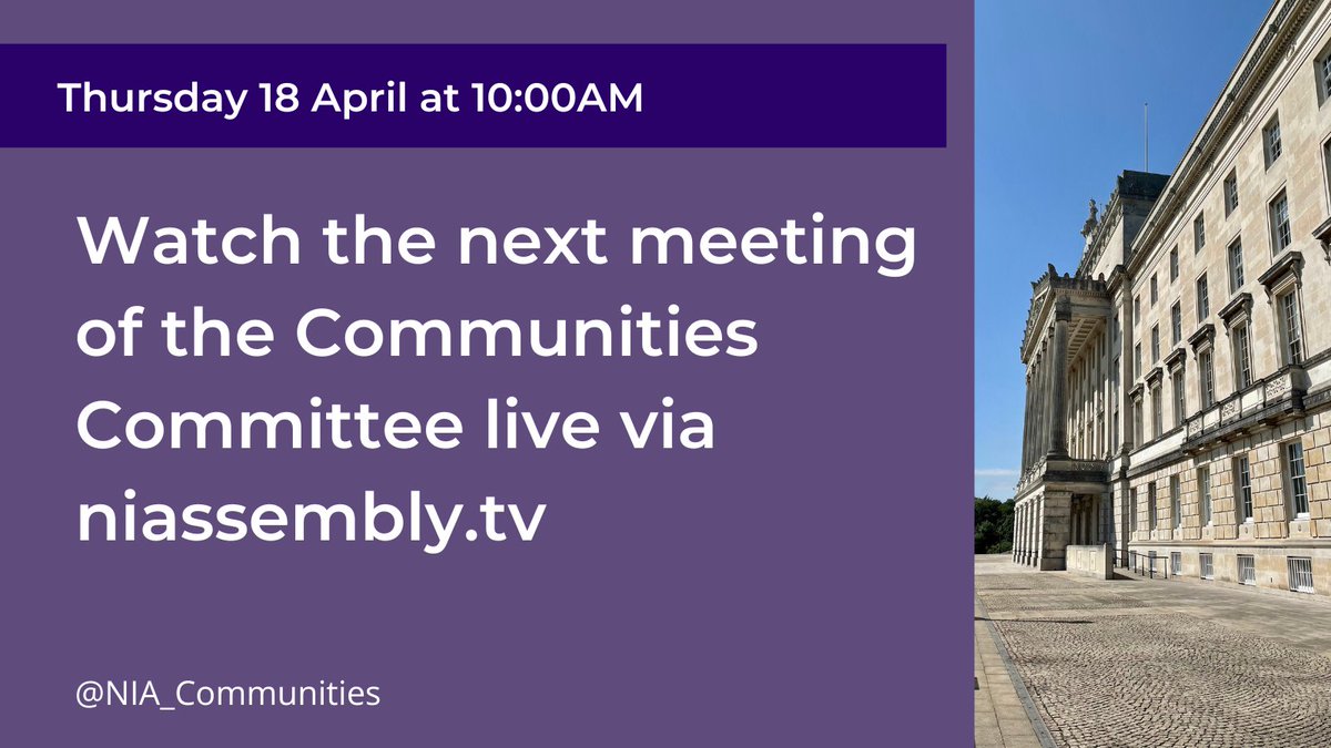 At our meeting this week, Members will be briefed by the Minister for @CommunitiesNI. We will also hear from @CEFNI1 and @coownershipni. See the full agenda at aims.niassembly.gov.uk/assemblybusine… #ScrutinyInAction