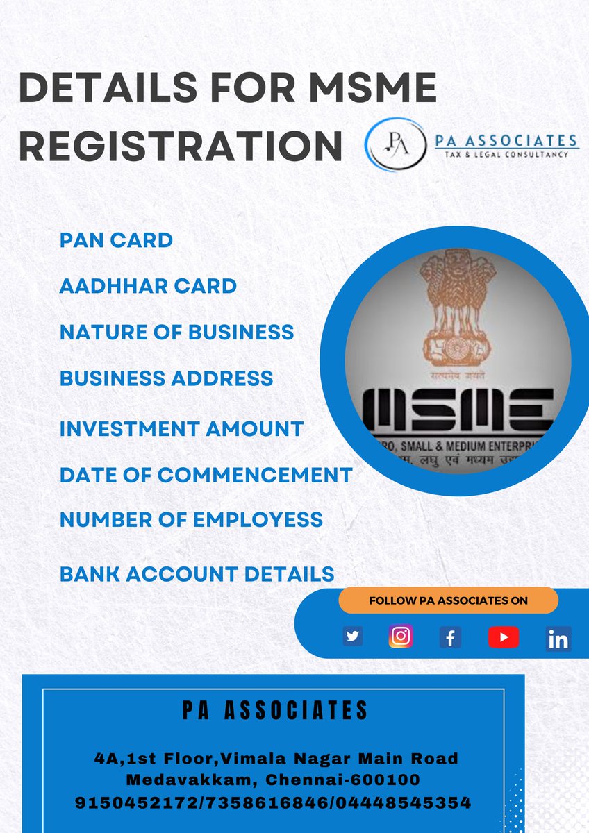 Details for MSME registration

#msme #msmeregistration #registration #msmecertificate #requireddocuments