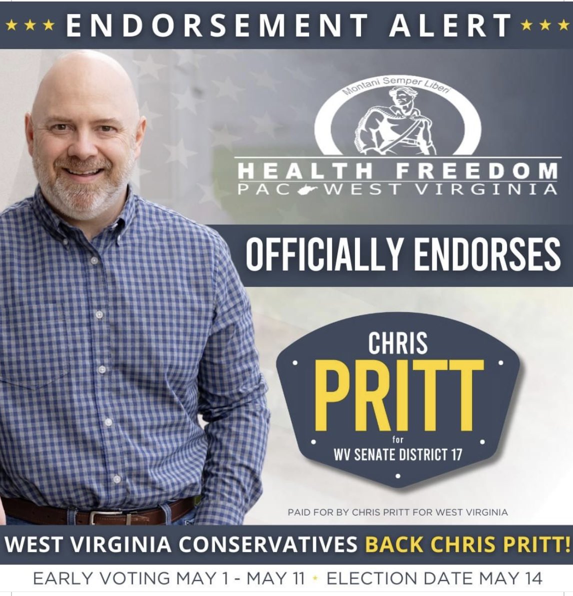 Proud to announce the Health Freedom PAC of WV has officially endorsed my candidacy for State Senate! I stand firm in my belief that individuals should have the autonomy to make their own health choices, free from government interference. #wvpol