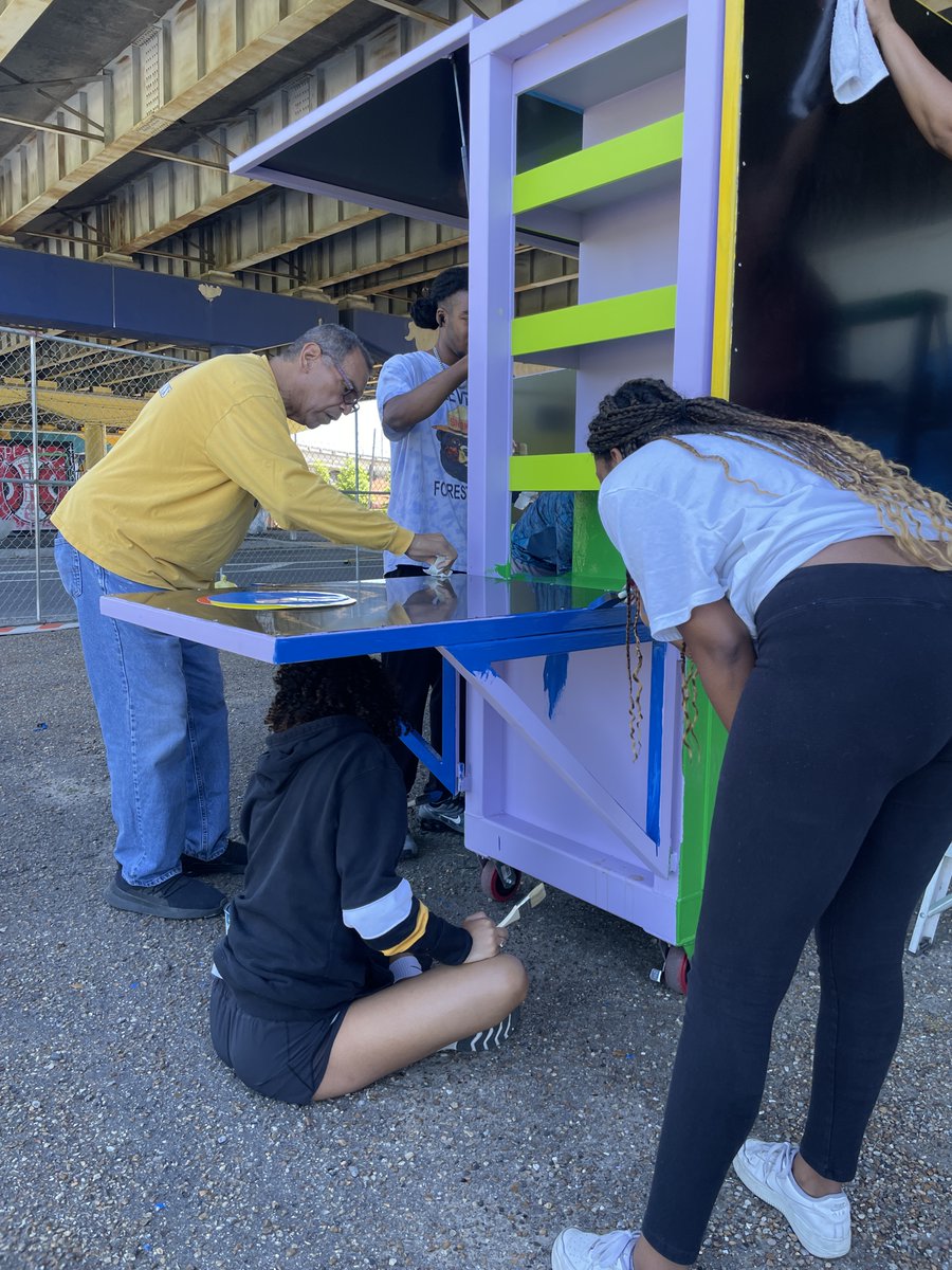 We are counting down to this week's Grand Opening of the Claiborne Cultural Innovation District!

This weekend a team of students from <a href="/XULA1925/">Xavier Univ. of LA</a> and <a href="/Tulane/">Tulane University</a>' s Building Community Through the Arts program joined us to help decorate our Play Station!

Thank you #TeamTUXU!