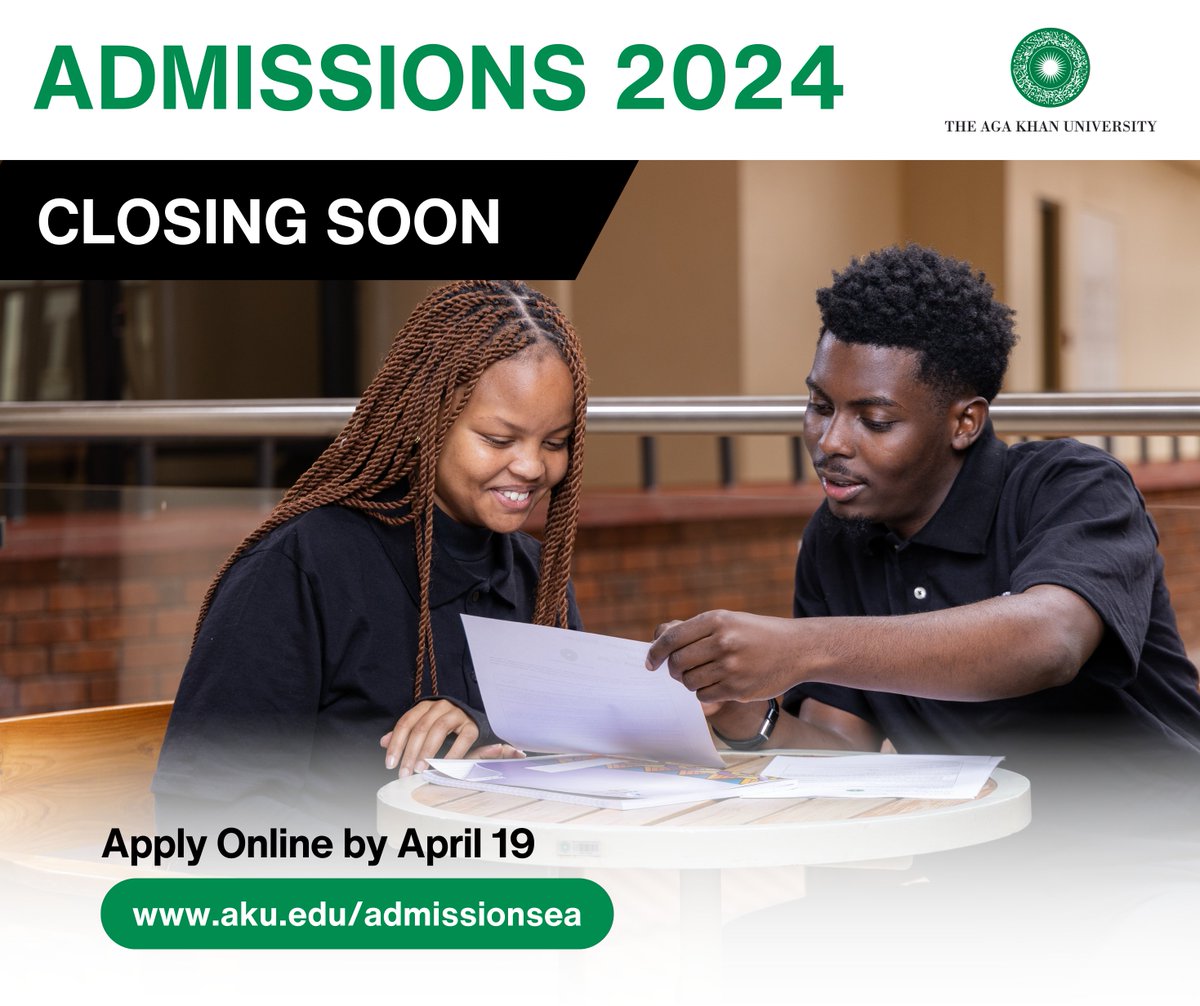 Admissions to our medicine, nursing and midwifery and media leadership programmes will be closing soon, have you submitted your application? Contact us if you need a helping hand in completing your application via mc.ea@aku.edu Apply: aku.edu/admissionsea #AKUAdmissions