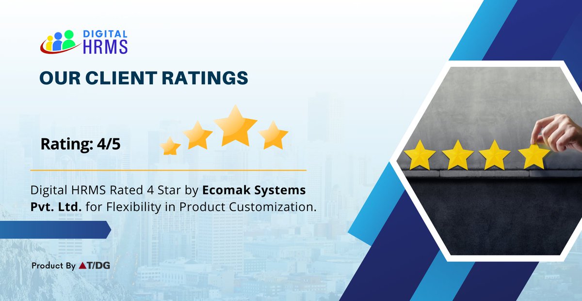 Our client Ecomak Systems Pvt. Ltd. have rated us 4 stars for flexibility in the product customization. Digital HRMS has various modules to choose for the clients and it can be customized according to their unique needs. Discover more about Digital HRMS lnkd.in/fdQkxAd