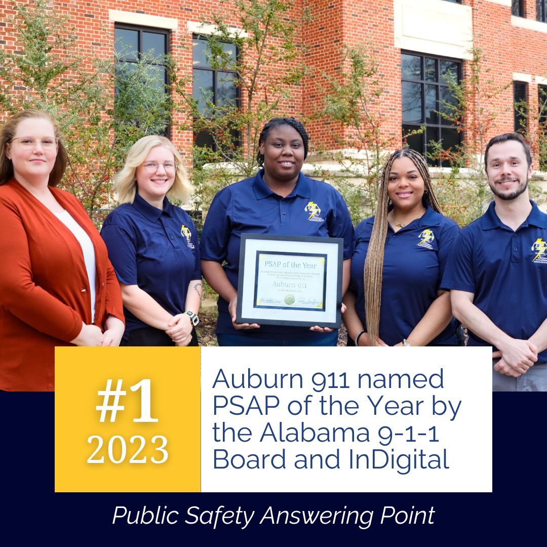 Did you know that our #AuburnEmergencyComms team was presented with the Public Safety Answering Point (PSAP) of the Year Award for the State of Alabama at the Alabama 9-1-1 Board's 2023 User Conference? 👏 #TelecommunicatorAppreciationWeek #AuburnAL #CityofAuburnAL