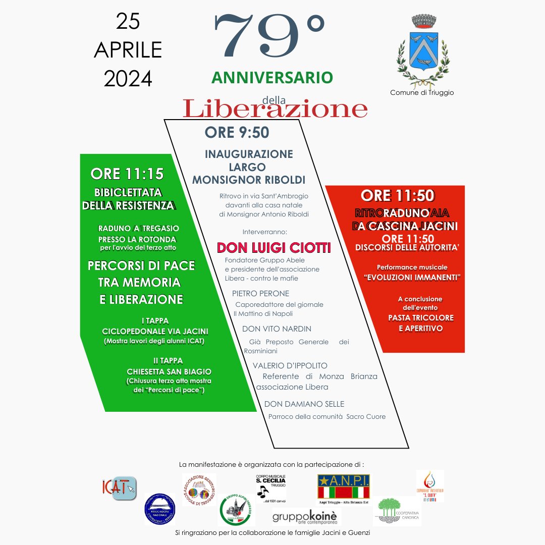 𝐓𝐫𝐢𝐮𝐠𝐠𝐢𝐨, 𝐥𝐚 𝐜𝐢𝐭𝐭𝐚̀ 𝐝𝐢 𝐃𝐨𝐧 𝐑𝐢𝐛𝐨𝐥𝐝𝐢, 𝐢𝐧𝐭𝐢𝐭𝐨𝐥𝐚 𝐮𝐧𝐚 𝐬𝐭𝐫𝐚𝐝𝐚 𝐚𝐥 𝐯𝐞𝐬𝐜𝐨𝐯𝐨 𝐜𝐡𝐞 𝐢𝐧𝐬𝐞𝐠𝐧𝐨̀ 𝐚𝐢 𝐠𝐢𝐨𝐯𝐚𝐧𝐢 𝐚𝐝 𝐚𝐯𝐞𝐫𝐞 𝐜𝐨𝐫𝐚𝐠𝐠𝐢𝐨.
Quando il 23 maggio dello scorso anno abbiamo presentato il libro "Don Riboldi il