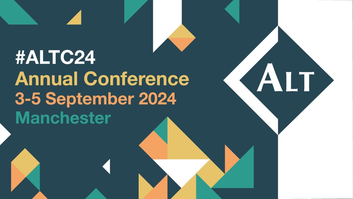 We are thrilled to announce the return of the ALT Annual Conference to Manchester. From 3-5 September 2024, we will once again convene the vibrant Learning Technology community at this unmissable event. For more details and to register visit buff.ly/4cIoabM #altc #ALTC24