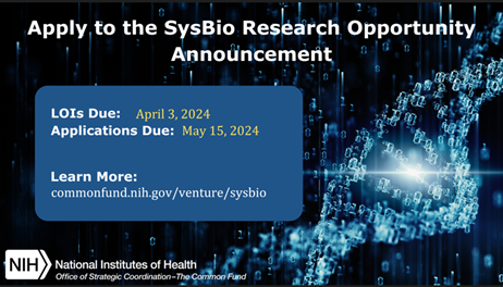 Are you interested in data science? There is one month left to submit your application to the #SysBio #ResearchOpportunity Announcement. Help the SysBio initiative integrate #datasets from the #NIH Accelerating Medicines Partnership: go.nih.gov/nDJvdJK