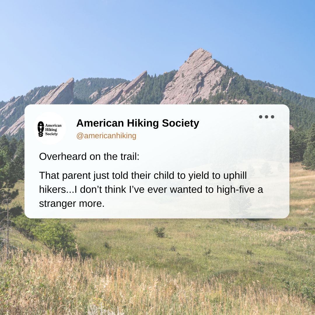 A moment of appreciation for the hikers out there sharing trail etiquette tips! We'd love to hear YOUR most passed-along trail etiquette tips, drop them in the comments. Want to know ours? Head to our website! buff.ly/3QIKglS