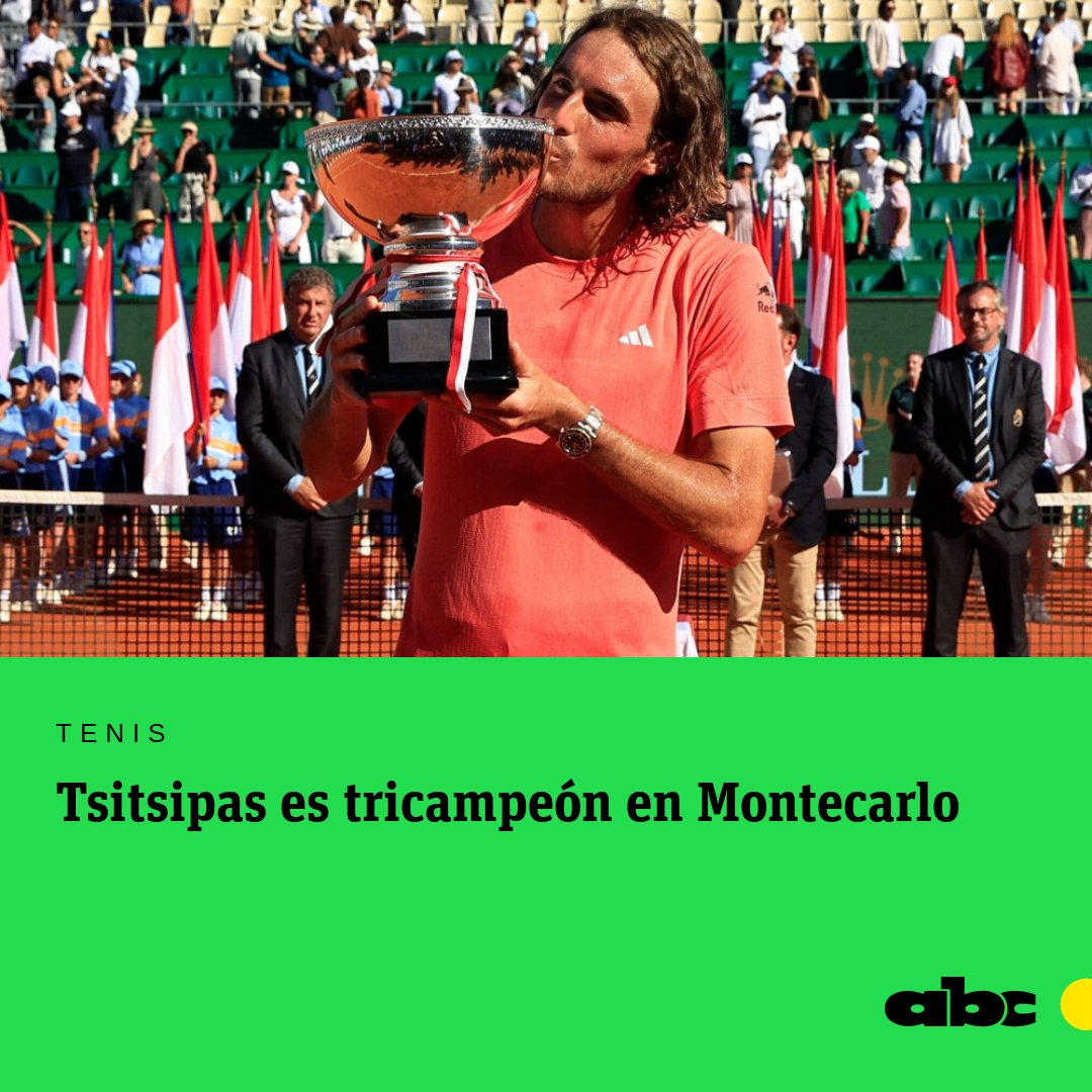 #Tenis Stefanos Tsitsipas, que venció en la final a Casper Ruud, conquistó por tercera vez el Masters 1000 de Montecarlo y dijo que este título es el 'más especial' de su carrera.🎾 👉Leé más: abc.com.py/deportes/polid…