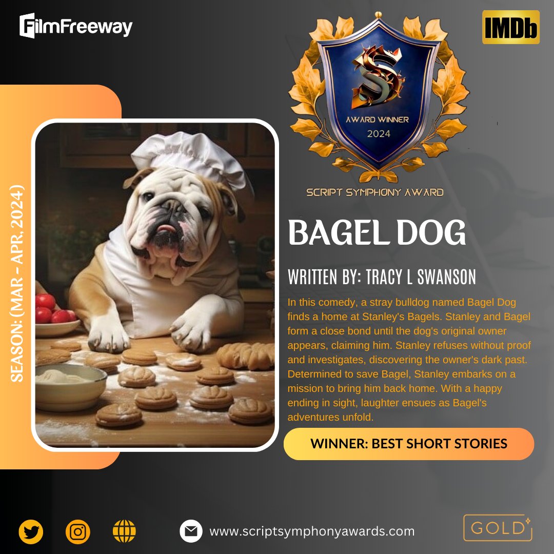 ScriptSaward's tweet photo. Congratulations to Tracy L Swanson for her remarkable achievement! We express our sincere gratitude for her participation in our film festival. We eagerly anticipate her future accomplishments.
#BagelDog #SSA https://t.co/HdRnNznjIk