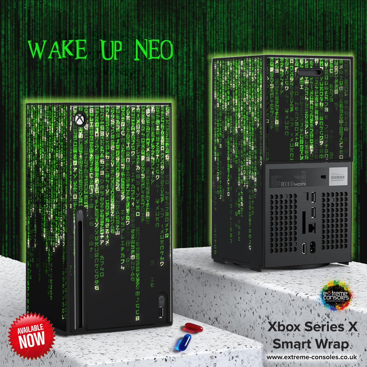 You hear that Mr. Anderson?... That is the sound of inevitability... Digital Rain Xbox Series X smart wrap available now - bit.ly/3Nk5XX6 #Xbox #gaming #Matrix