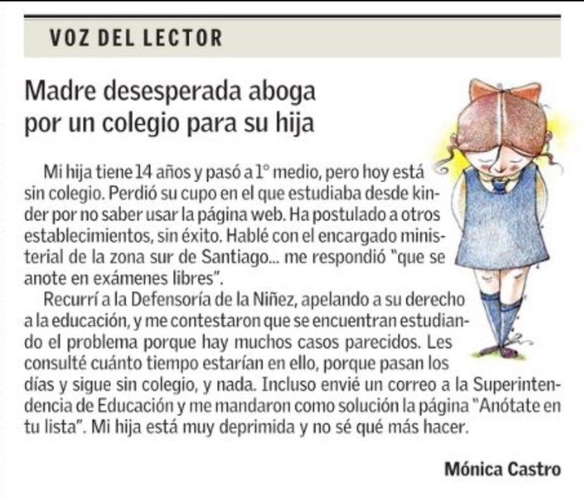 marcelamomberg's tweet photo. ¿Como no va a existir un cupo en la comunidad educativa que la recibió en Kínder? 😞 https://t.co/cdPn5X6zxq