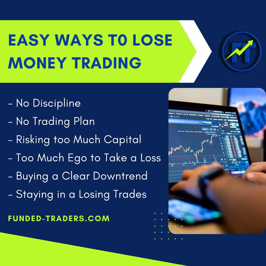 Want to avoid financial pitfalls? Here are the 'Easy Ways to Lose Money Trading'
1️⃣Ignoring a solid trading plan.
2️⃣Letting emotions drive your decisions.
3️⃣Over-leveraging your trades.
4️⃣Disregarding risk management.
5️⃣Neglecting continuous learning.
#tradingwisdom #fundedtrader