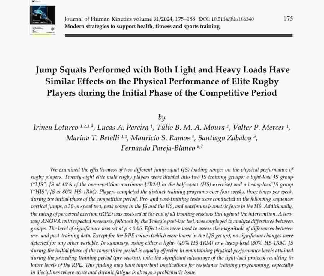 Irineu Loturco PhD (@irineuloturco) on Twitter photo Excited to share our newest study published today in the SI "Strength & Power" of <a href="/jhkawf/">Journal of Human Kinetics</a>! Grateful for the contributions of my dedicated research team <a href="/narsp/">Ram</a> and the collab of our special friends and outstanding researchers <a href="/fparejablanco/">Fernando Pareja</a> & <a href="/SantiZabaloy/">Santiago Zabaloy</a>
doi.org/10.5114/jhk/18… Excited to share our newest study published today in the SI "Strength & Power" of <a href="/jhkawf/">Journal of Human Kinetics</a>! Grateful for the contributions of my dedicated research team <a href="/narsp/">Ram</a> and the collab of our special friends and outstanding researchers <a href="/fparejablanco/">Fernando Pareja</a> & <a href="/SantiZabaloy/">Santiago Zabaloy</a>
doi.org/10.5114/jhk/18…