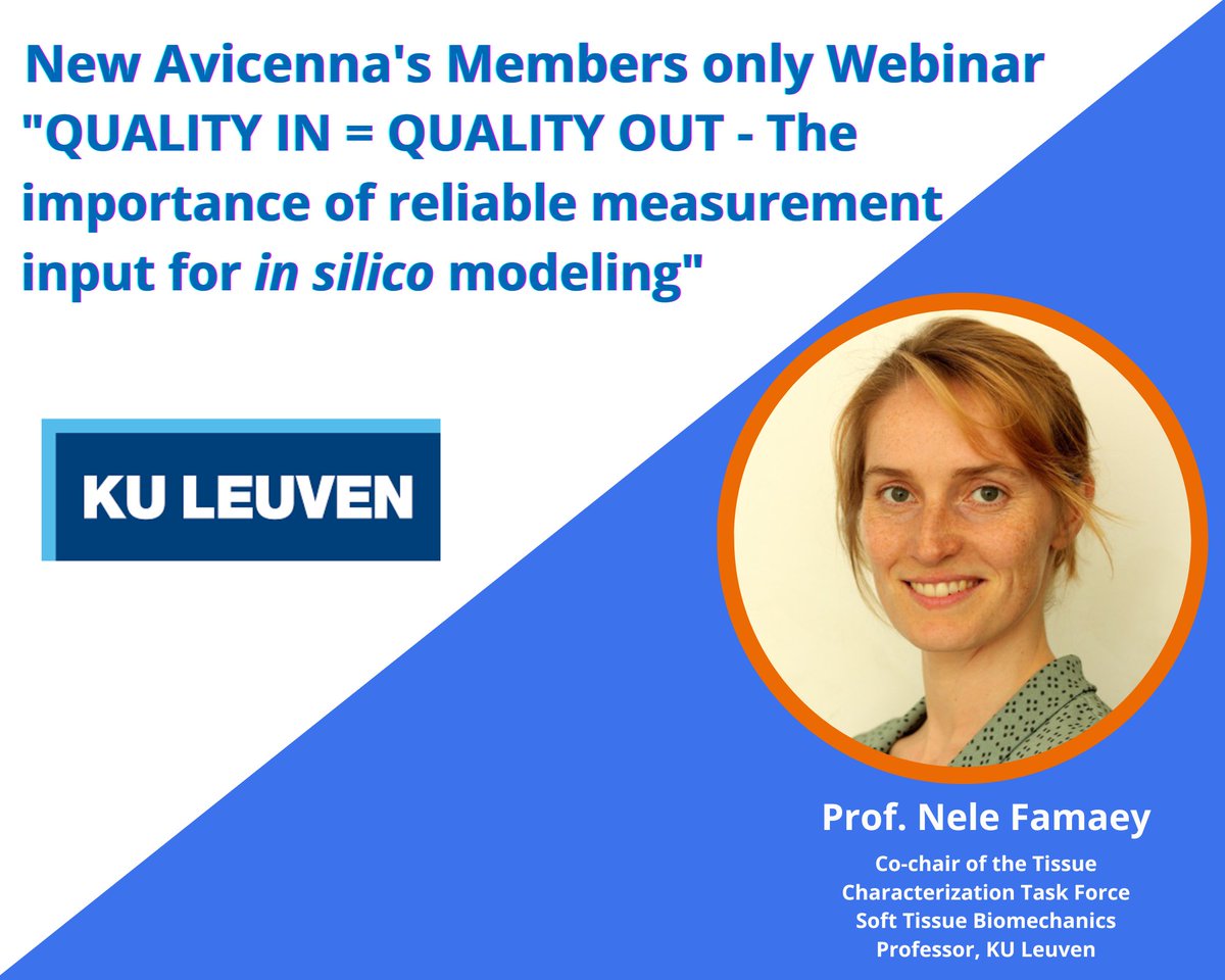 Join us for an exclusive Avicenna Members’ only Webinar titled 'Quality in = quality out: The importance of reliable material parameters in in silico modeling' by Nele Famaey from KU Leuven! 📅 Date: April 16th, 2024 🕔 Time: 5:00pm CET 🔗 Info bit.ly/AAwebinars