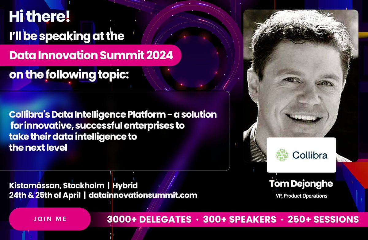 Heading to Stockholm for Data Innovation Summit 2024? So is Collibra! Join our upcoming session with our VP of Product Operations, Tom Dejonghe, to learn how to turn your data into actionable insights with the power of data intelligence! See you there! datainnovationsummit.com