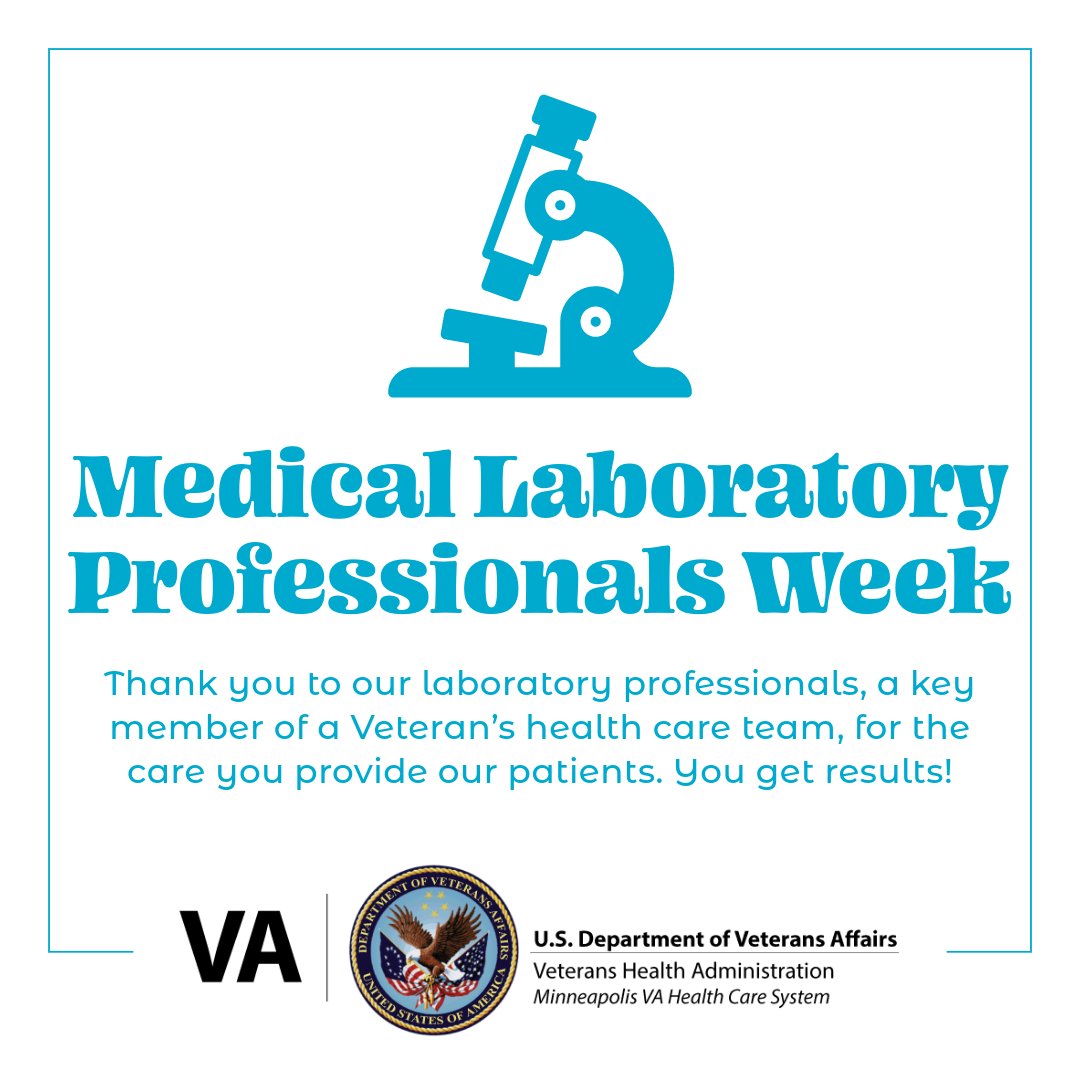 Thank you to our laboratory professionals, a key member of a Veteran’s health care team, for the care you provide our patients. You get results! Happy #MedicalLaboratoryProfessionalsWeek 🔬