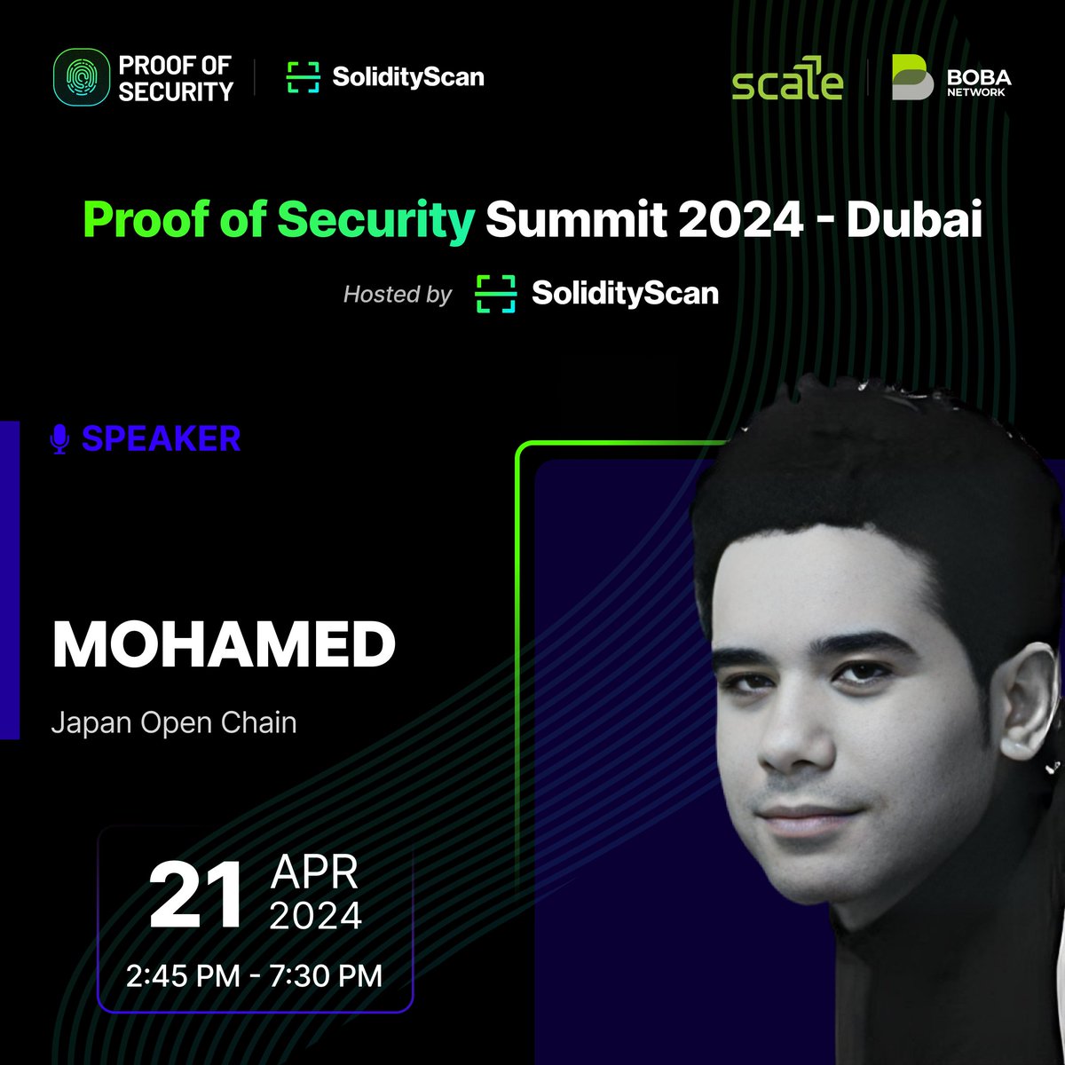 Join Mohamed as a speaker for Proof of Security  Summit - 2024, Dubai. 

Mohamed is currently serving <a href="/Japanopenchain0/">Japan Open Chain</a> as Head of AI. Catch him by joining the show on 21st April'24 and connect. 

#TOKEN2049
