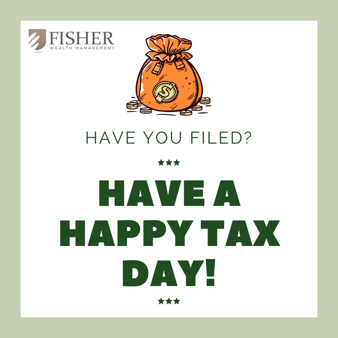 Heads up! It's Tax Day - make sure you've got everything squared away and filed on time. #TaxDay #DeadlineReminder

#FisherWealthManagement #FinancialAdvisor #Burlington