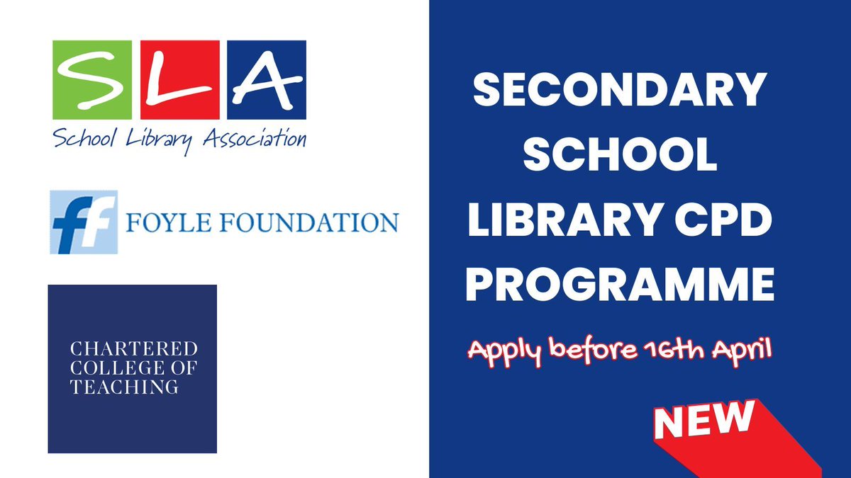 ⏰ Last chance to apply for our new #SchoolLibrary CPD Programme.

This includes an action research training course with @CharteredColl and a ticket to our sold out Weekend Course!

UK secondary school library staff are invited to apply now!
👉🏼 buff.ly/4aeNNPK