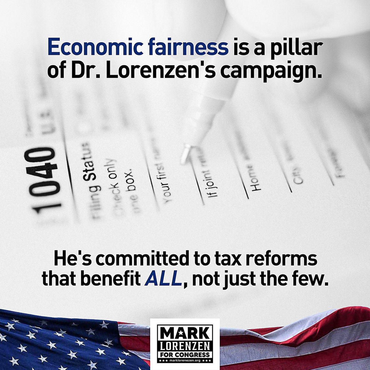 This Tax Day, Dr. Lorenzen advocates for a fair tax system where the wealthy pay their share, easing the burden on the middle class. 💼📉 #TaxJustice #FairShare #DrMarkLorenzen4Congress #TaxDayTX