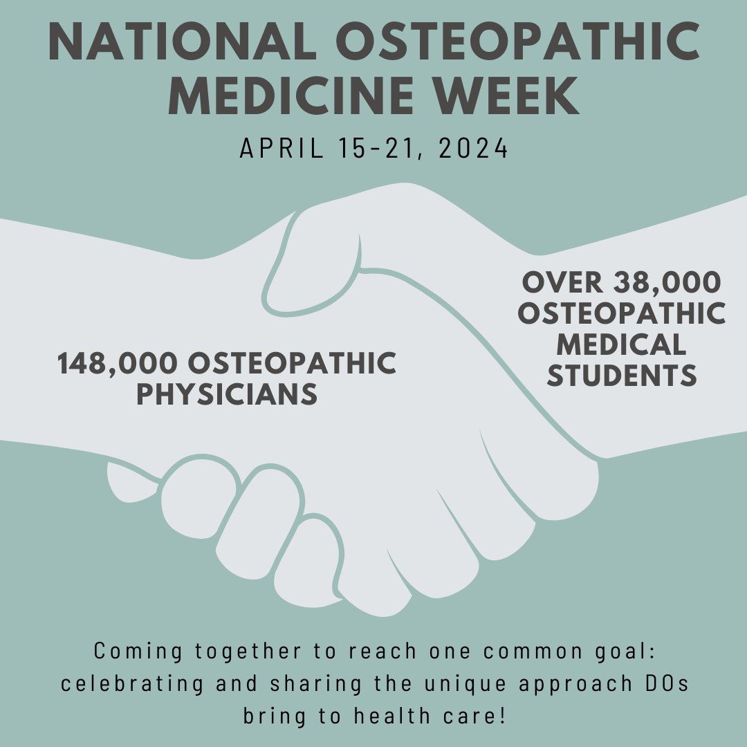POMA_DOs's tweet photo. Are you #DOProud?

This is the week to show it! This National Osteopathic Medicine Week we want to highlight and raise awareness about the osteopathic profession. Comment below why YOU love osteopathic medicine!

#NOMweek24 https://t.co/lx8wAZgxWb