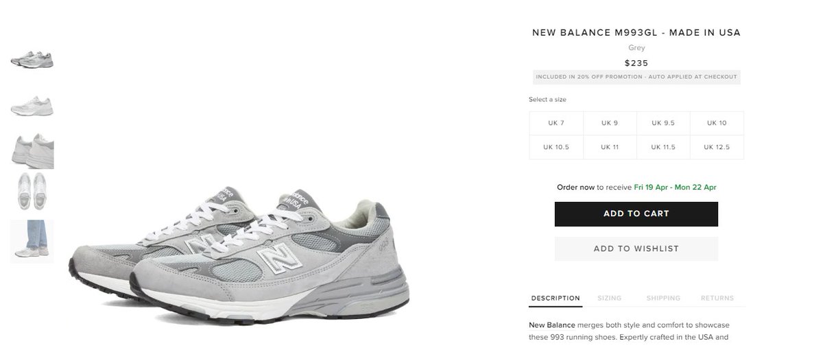 more_sneakers's tweet photo. AD : Sizes selling out fast
New Balance 993 Core 'Grey' available with 20% OFF on END
No code needed, Global shipping
US:https://t.co/DFESnFj4cf
UK:https://t.co/ep78UuicNI
EU:https://t.co/UrX19jrj0E https://t.co/Z7gT5w1T0A