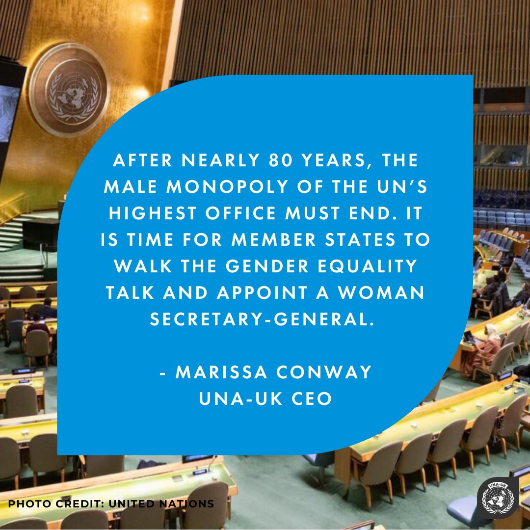 As the UN begins to prepare for a new Secretary-General, UNA-UK's CEO @marissakconway is amplifying calls for member states to appoint a woman. Read more from @pass_blue passblue.com/2024/04/04/whi…