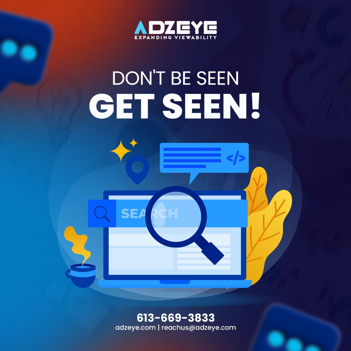 In a crowded online space, standing out is crucial.

Adzeye's SEO and SEM experts will help you climb the search engine rankings and get noticed by your ideal customers.

#SEO #SEM #SearchEngineOptimization #DigitalMarketing #GetFoundOnline #Adzeye