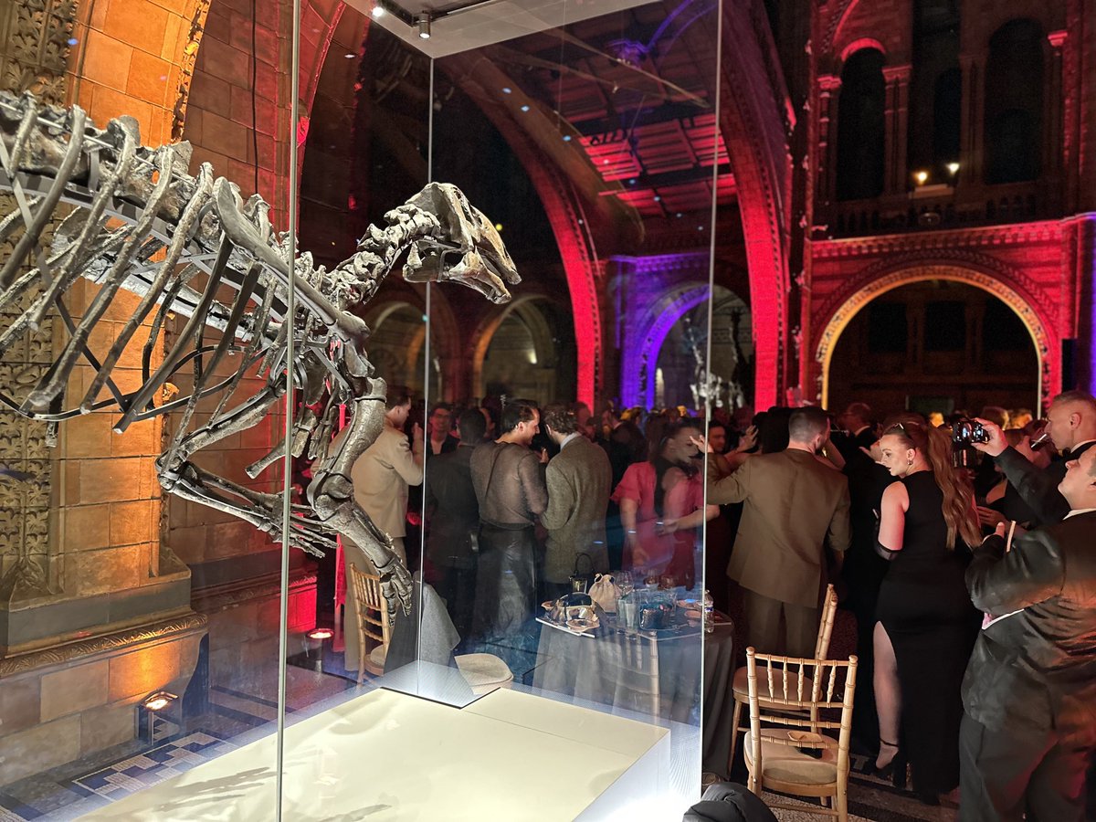 A ‘dinosaur surviving the crunch’ at the ⁦@OlivierAwards⁩ party ⁦@NHM_London⁩