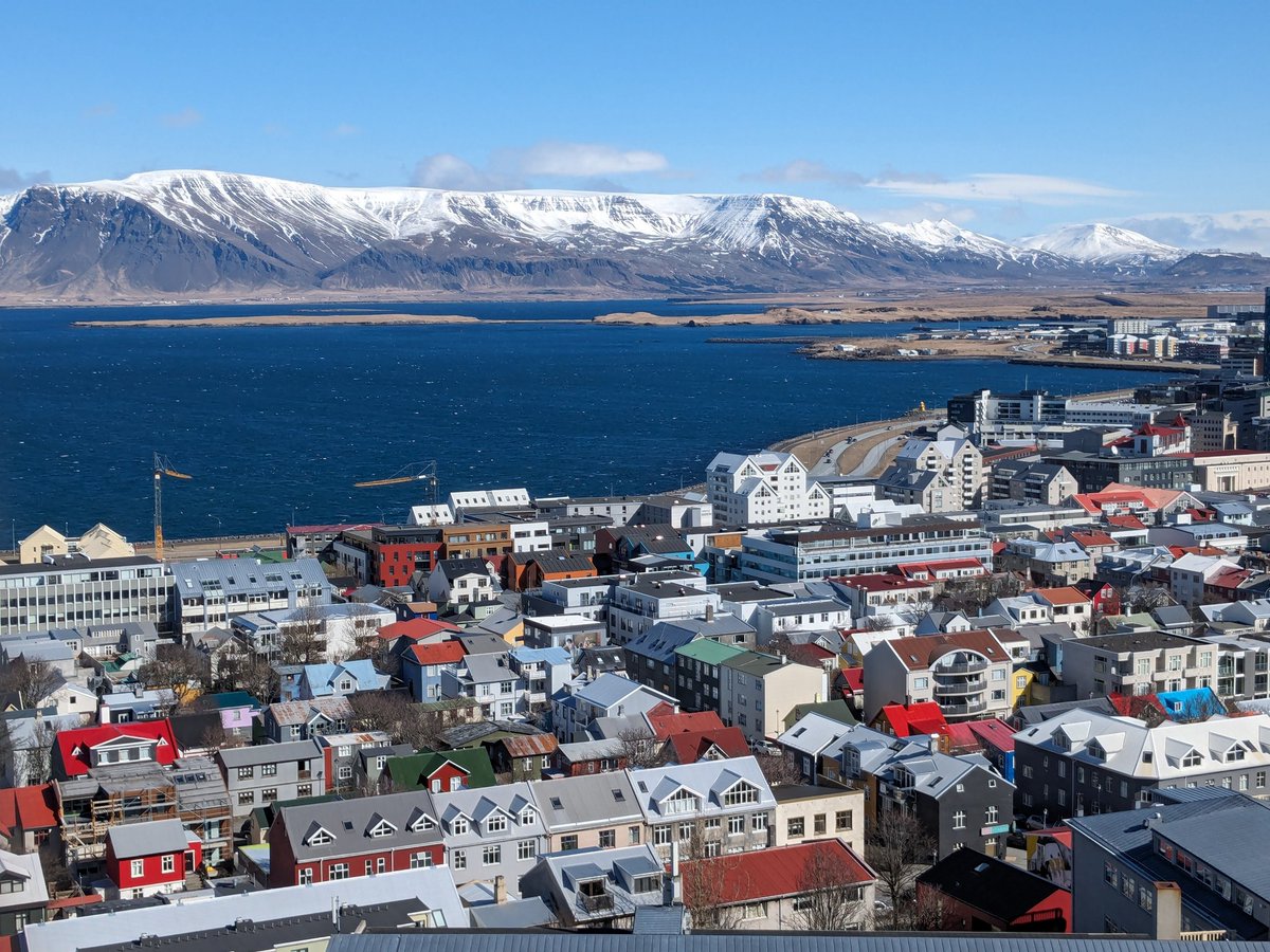 Looking across Reykjavik Harbour from the tower of the Hallgrímskirkja.