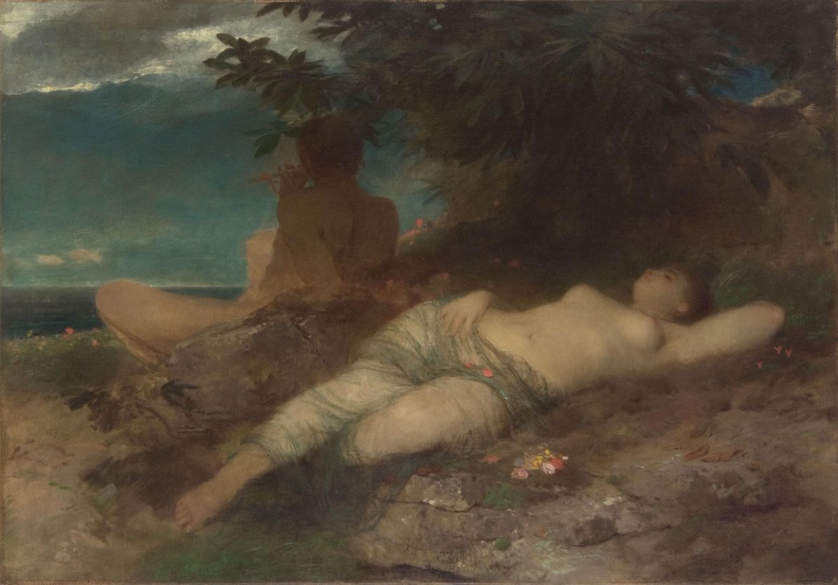 Nymph and Satyr by Arnold Böcklin (1871)