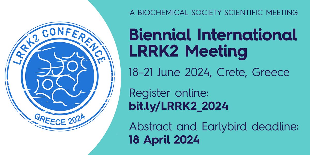 Hurry! The abstract and earlybird booking deadline for our Biennial International LRRK2 meeting is this Thursday! We're welcoming abstracts for both oral communications and poster presentations: ow.ly/NotR50Rg2rH